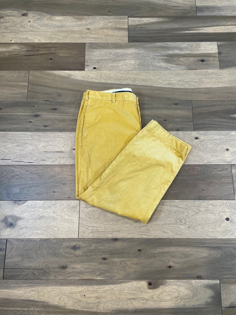 Brooks Brothers Hudson Fit Corduroy Pants 42x32 Mustard Yellow Cotton